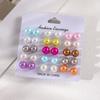 Aretes Simples Coloridos Transfronterizos de Perla de Imitación Combinación de 12 Pares Aretes Acrílicos Versátiles de Alta Gama Elegantes para Mujer