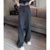 Pantalones gruesos de pierna ancha con forro polar estilo europeo para mujer, nueva colección de invierno 2026, diseñados para figuras tipo pera, corte holgado, efecto adelgazante, pantalones casuales de pierna recta