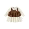 Coleção de Vestidos de OutonoNovos Vestidos de Manga Longa para Meninas, Saias para Bebês e Meninas Pequenas, Vestidos de Outono e Inverno para Meninas