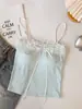 Top de tirantes acanalado con ribete de encaje y espalda descubierta 'Pure Desire', con copas incorporadas, apto para llevar solo o como capa base, top de tubo de una pieza sin hombros