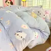 Juego de ropa de cama de cuatro piezas de coral de leche de grado A, funda de edredón de invierno con forro polar, juego de cuatro piezas de franela engrosada tamaño individual/king
