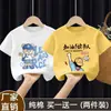 2026 Novo Estilo Camisetas Estampadas de Algodão Puro com Manga Meia-Manga para Crianças Camisetas de Manga Curta para Meninos Roupas de Verão para Crianças Camisetas de Verão Frescas e Bonitas para Meninos
