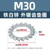 Arruela de Travamento Serrilhada Externa de Aço Carbono, Galvanizada a Zinco Branco, Arruela de Parada Antiderrapante Multidentada M3M5M6M8M10M12M14M30