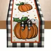 Camino de mesa de lino transfronterizo al por mayor con estampado de calabaza de cosecha de otoño para decoración de mesa de centro y mesa de comedor, mantel para sala de estar y cocina