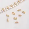 Conservación de Color Chapado en Oro de 14K Circonita Flor de Ciruelo Doble Fila Tres Filas Espaciador con Cuentas Hecho a Mano DIY Pulsera de Perlas Accesorios de Joyería