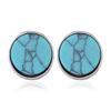 Pendientes nuevos de estilo étnico, pendientes de piedra de pino, pendientes de cristal redondos de aleación de zinc retro de mármol de estilo coreano, joyería