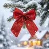 Decoraciones navideñas al por mayor en stock: lazos, lazos de tela brillante, 3/6 piezas por paquete, decoraciones para árbol de Navidad
