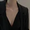 Cadena de Suéter Otoño e Invierno Acero de Titanio No se Desvanece Larga Gama Alta Versátil Estilo Ins Lujo Accesible Nicho Colgante de Collar de Doble Capa