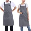 Fabricante Uma Peça Atacado Exportação Avental de Poliéster Ombro Ajustável Restaurante Garçom Avental de Trabalho Logotipo Personalizado