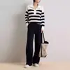 Novedad Otoño e Invierno 2026 Pantalones Casuales Azul Marino de Pierna Recta para Mujer con Tacto Fluido, Moda Elegante de Ropa de Trabajo, Pantalones de Pierna Ancha Forrados de Polar