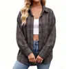Moda Feminina Cruzada Europeia e Americana da Amazon Primavera e Outono Nova Camisas Xadrez Jaquetas Casuais Retrô Femininas