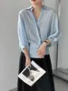 Camisa de Estilo Jiang Chi de Largo Plazo con Cintura Fruncida y Pliegues Irregulares Top Sencillo y Elegante de Cuello en V Adelgazante 810