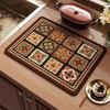 American Vintage Tapete de Drenagem de Cozinha de Lama Diatomácea Tapete de Mesa de Jantar Luxo Leve Doméstico para Mesa Isolamento Térmico Absorvente de Água Secagem Rápida Tapete de Bancada