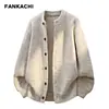 2026 Novo Estilo Cardigan de Tricô Masculino Simples Solto Preguiçoso Gola Redonda Cor Sólida Versátil Malha Cardigan