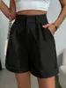 Suministro Transfronterizo Exclusivamente para Europa y América: Shorts de Verano para Mujer, Casual, Cintura Elástica, Pierna Ancha, a la Rodilla, con Bolsillos, Directo de Fábrica