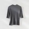 Suéter de Tricô com Padrão Espinha de Peixe, 48 Pontos, Sem Costura Integrado, 100% Lã, Gola Alta, para Mulheres, Camada Base Slim-Fit para Primavera e Verão
