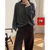 Invierno Nuevo Estilo Coreano Perezoso Retro Casual Rayado Cuello Redondo Suéter Suelto Suave Amigable con la Piel Top de Punto para Mujer