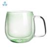 Copo de Vidro Pigmentado de Borossilicato Soprado Artificial de Camada Dupla Resistente ao Calor com Alça Transparente Isolante Térmico para Café Copo de Água