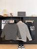 Xianao 2023 Invierno nuevo ropa para niños suéter para niños coreano a rayas oso bordado forrado de polar camiseta básica para niños y niñas
