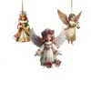 2D Plano 12 Piezas Exquisitos Vintage Ángel Madera Navidad Acción de Gracias Año Nuevo Fiesta Decoración Adornos Colgantes