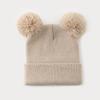 Gorro de punto lindo con pompón de lana personalizado transfronterizo para otoño e invierno, estilo coreano ins, color liso, doble pompón de lana, gorro de lana versátil