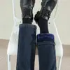 Jeans Rectos Gruesos Forrados de Polar de Cintura Alta para Mujer Otoño e Invierno Sueltos Adelgazantes Forrados Tubo Ahumado Pantalones Exteriores Ajustados