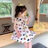 Vestido para Niña con Mangas Volantes y Diseño de Corazón, Vestido de Princesa, Nuevo Estilo de Verano, Ropa Infantil de Comercio Exterior, Venta al por Mayor para Edades 3-8