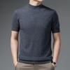 Suéter de lana de manga corta para hombre verano camiseta de lana entera moda casual tejido camisa de media manga joven y mediana edad camiseta básica