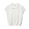 Camiseta Bordada Versátil Estilo Nuevo Japonés y Coreano 2026 para Mujer, Camiseta de Punto de Manga Corta Simple con Cuello Polo para el Trabajo