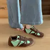 Zapatos Gump con hebilla, versátiles para primavera y otoño, de suela plana, zapatillas casuales de bloques de color, zapatillas de entrenamiento alemanas, nueva moda femenina 2026 tela