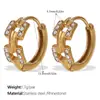 Novos Brincos Redondos com Strass Micro-Incustado, Brincos, Formas Geométricas, Brincos Banhados a Ouro 18K em Aço Inoxidável, Joias para Orelhas