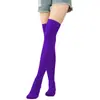 Meias de Natal transfronteiriças, meias 7/8 de Halloween, meias longas femininas verdes e amarelas, meias longas roxas estilo europeu e americano para festas e feriados