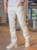 2026 Verão Transfronteiriço Masculino Roupa Retro Calça Branca com Contraste de Cor Moda Versátil Jeans High Street Em Estoque Tendência