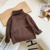 [Stock Listo] Prendas de Punto para Niños Otoño e Invierno 2025 Nuevo Estilo Jersey de Cuello Alto de Color Puro para Niños