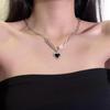 Ins Collar con Puntada de Amor Negro Diseño Femenino Broche Personalizado Moda Retro Cadena para Suéter Todo Fósforo Cadena para Clavícula