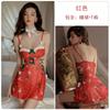Conjunto de Lingerie Sexy com Renda Transparente, Tema de Natal, Decote Profundo, Sedutor Vestido Camisola 4930