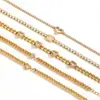 Pulseira Europeia e Americana Transfronteiriça de Aço Inoxidável Totalmente Cravejada com Diamantes Design de Nicho Estilo Luxo Leve Pulseira de Corrente de Tênis Cravejada com Zircônia Que Não Desbota