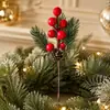 Ramas de Piñas Artificiales Navideñas Transfronterizas, Copos de Nieve, Hojas de Pino, Bayas, Ramas de Frutos Rojos, Inserciones Decorativas Festivas, Ramo de Hojas de Pino Navideño