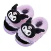 Pantuflas de algodón de invierno Sanrio para niños y niñas, pantuflas cálidas de felpa Kuromi para el hogar padre-hijo con talón cubierto