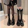 Botas de caballero hasta la rodilla con tacón de aguja, nuevas botas Martin de suela gruesa para mujer, botas altas de caña alta, botas vaqueras con boca en V para otoño e invierno de 2022.