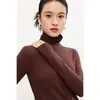 Camiseta interior Yunjin de seda fina y lana, cuello alto de manga larga ajustada, color liso, capa base ligera y cálida para mujer