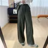 Pincel de indústria pesada! Fio misto de flor fixa/linha central dividida Caimento emagrecedor Calça de perna larga elástica Outono/Inverno H100404