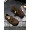 Sapatos Birkenstock de Solado Grosso Femininos 2026 Outono Novo Vintage Camurça de Vaca Cobertura Total Solado Macio Loafers Slip-On para Mulheres