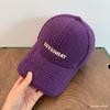 Marca de Moda COVENRAT Bordado de Letras Otoño e Invierno Lana de Cordero Gorra de Béisbol para Mujer Gorra Cálida Estilo Coreano Cara Llamativa