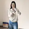 Suéter casual de punto trenzado de manga larga con cuello alto y media cremallera, versátil, estilo coreano, nuevo para otoño/invierno 2026, para mujer