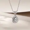 Nuevo producto transfronterizo: Colgante de moissanita en forma de pera, collar de plata S925 en forma de lágrima, estilo europeo y americano de nicho, cadena única para clavícula, lujo ligero