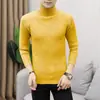 Suéter de gola alta liso para outono e inverno, comércio exterior, estilo coreano, slim fit, para jovens, com listras, suéter básico de malha
