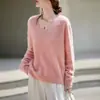 Serie Cepillada Cachemira Pesada Sin Costuras de Una Pieza Moda Tejido Suelto Suéter Superior Tejido para Mujer