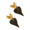Populares Aretes de Corazón de Melocotón con Goteo de Aceite Transfronterizos para Mujer, Aretes de Temperamento de Color Contrastante, Aretes de Acero de Titanio de Alta Gama