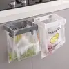 Lixeira escondida, suporte de saco de lixo para cozinha e banheiro, montado na parede, instalação sem furos, suporte dobrável para sacola plástica